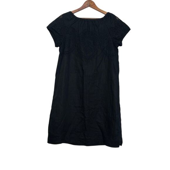 J. Jill 100% Linen Eyelet Embroidered Short Sleeve Mini Dress Black Size Small - Picture 9 of 9